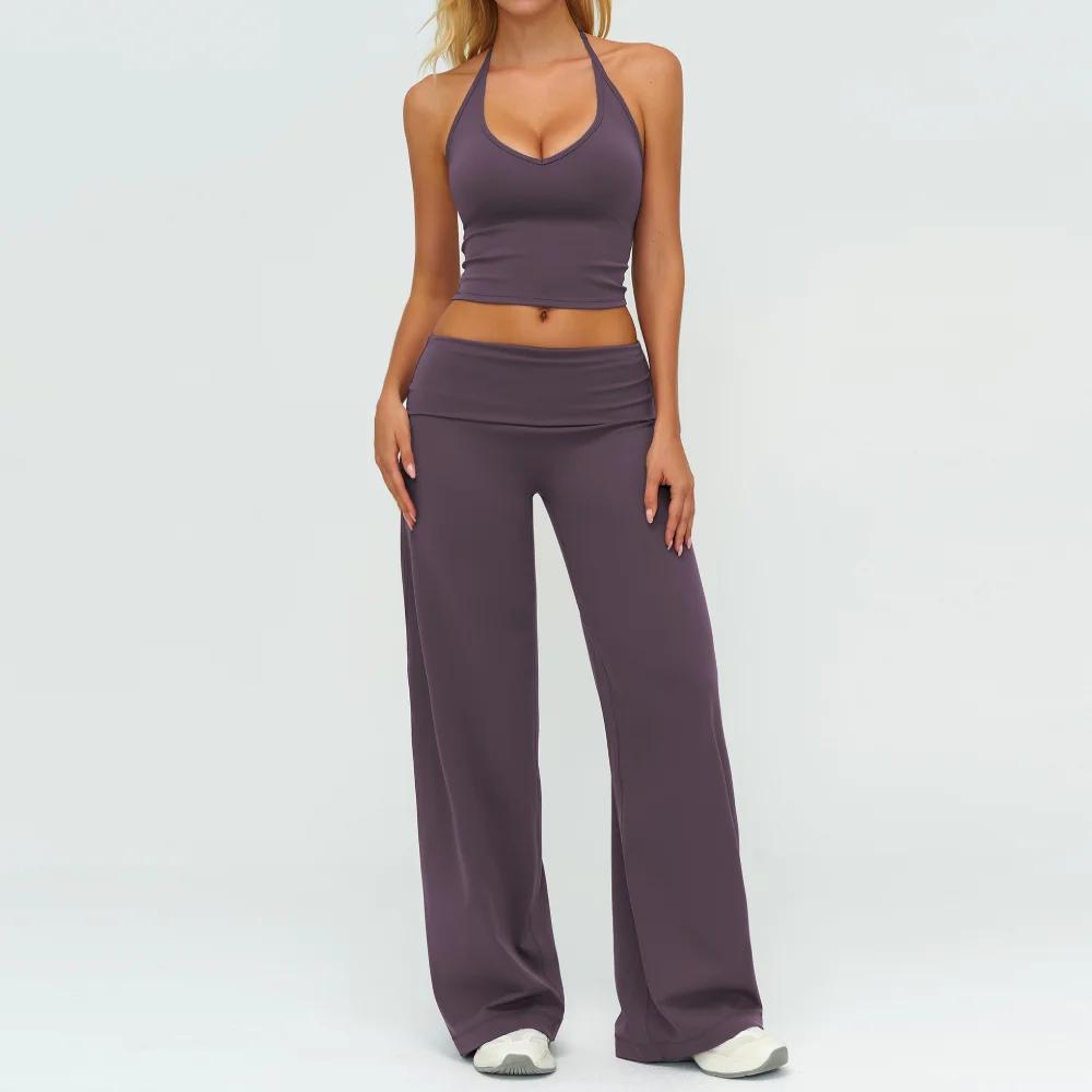 Women's Tracksuit Fitness Suit Two Piece Yoga Sets Women Sportswear Workout Sports Bra High Waist Flared Pant Gym Clothing