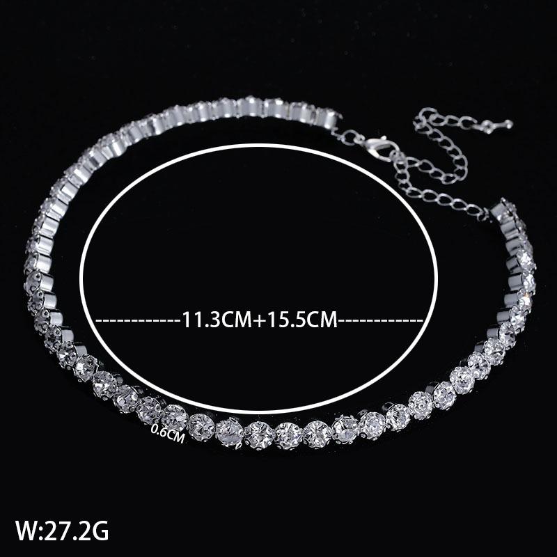 Luxury Round Cubic Zirconia Tennis Choker Necklace, Sparkling CZ Diamond Choker, Elegant Bridal Wedding Party Jewelry for Women