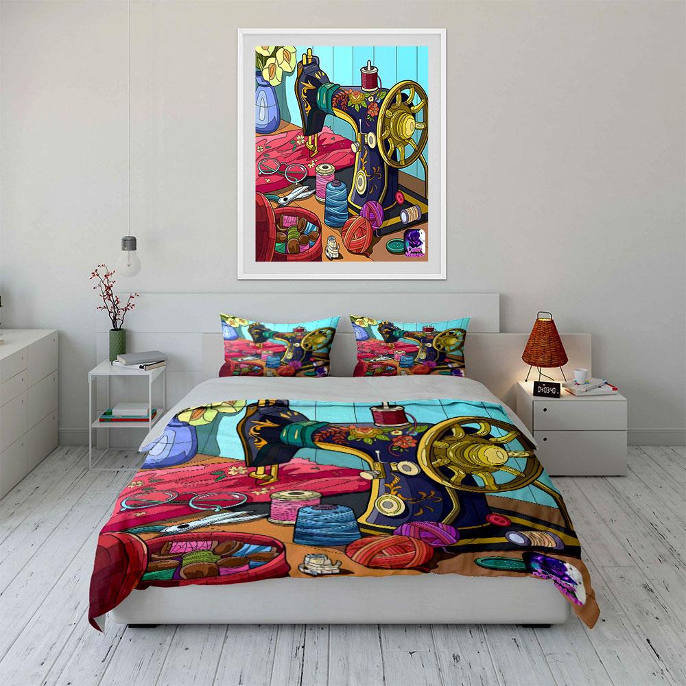 Vintage Sewing Set For Crafting Exquisite Three-Piece Bedding Set Gift For Kids And Adults
