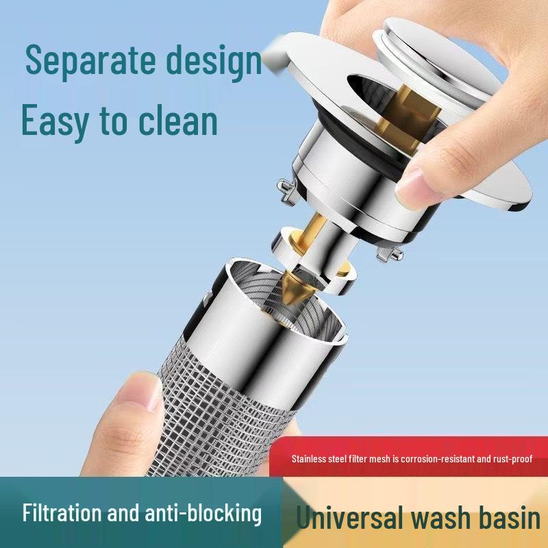 Universal 304 Steel Pop-Up Drain Filter: Anti-Insect, Anti-Odor, Anti-Clog Basin Mesh