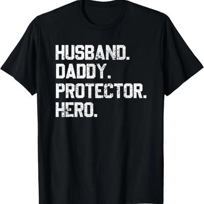 Husband Daddy Protector Hero Fathers Day for Dad T-Shirt