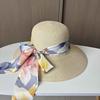 Summer Streamer Bow Woven Straw Hat Women's Big Eaves Sunshade Sunscreen Hat Seaside Vacation Sun Hat