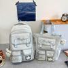 Nylon School Backpack For Students With Design And Letter Pattern For Campus Use