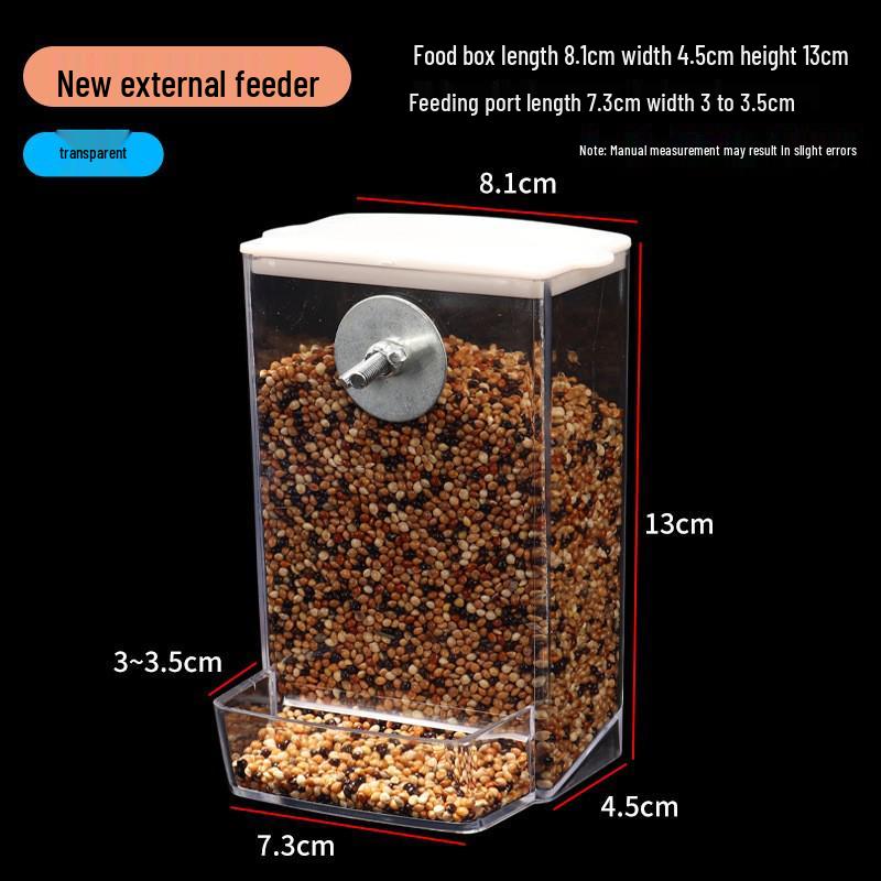 

Anti-Spill Automatic Bird Feeder - Transparent, No-Mess Design for Parrots, Budgies, Cockatiels