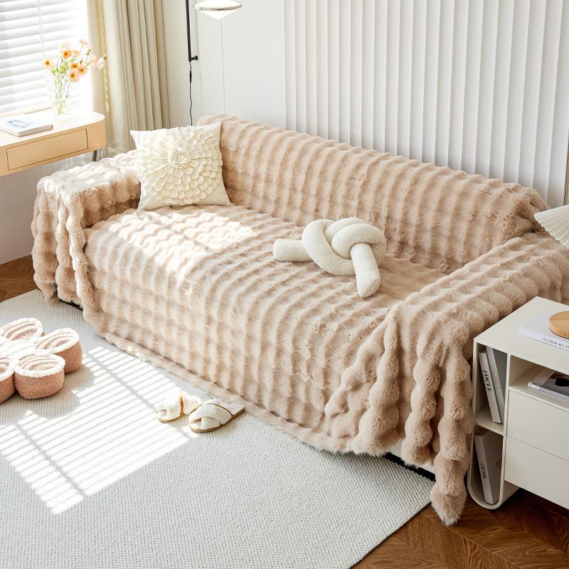 Rabbit Plush Thickened Winter Sofa Cushion Non-Slip Plush Cushion Warm Sofa Cover Plush Cover Cloth