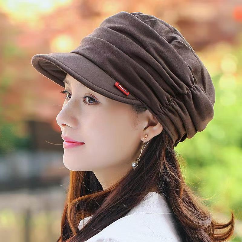 Korean Style Pullover Baseball Cap: Autumn/Winter Warm, Fashionable Pleated, Outdoor Flat Top Knitted Hat