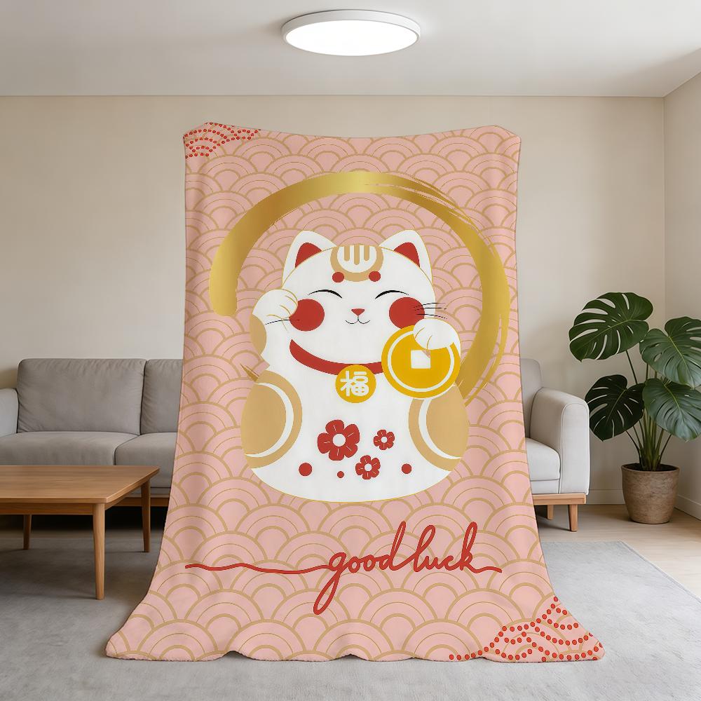 Blanket Super Luck Warm Maneki Comfortable Plush Throw Money Blanket Child Home Sofa Bedroom Rich Cat Neko Gift