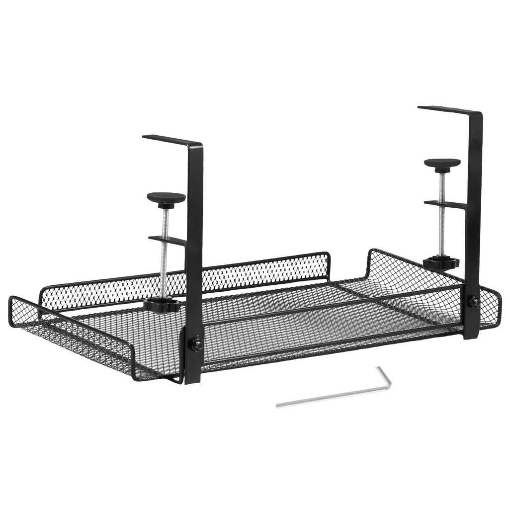 Under Table Storage Rack Under Desk Cable Management Tray with Clamps No Drilling Sturdy Spacious Supplies for Wire Management