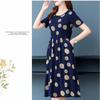 Plus Size Summer Dress for Middle-Aged & Elderly Women - Short Sleeve, Mid-Length - Southeast Asian Style
