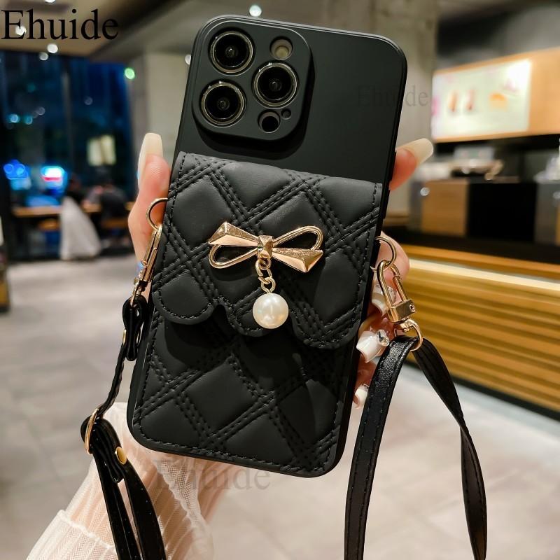 Cute Wallet Bag Case for Samsung Galaxy S26 S25 Ultra S24 FE S23 Plus S22 Edge A16 A36 A17 Crossbody Lanyard Leather Strap Cover