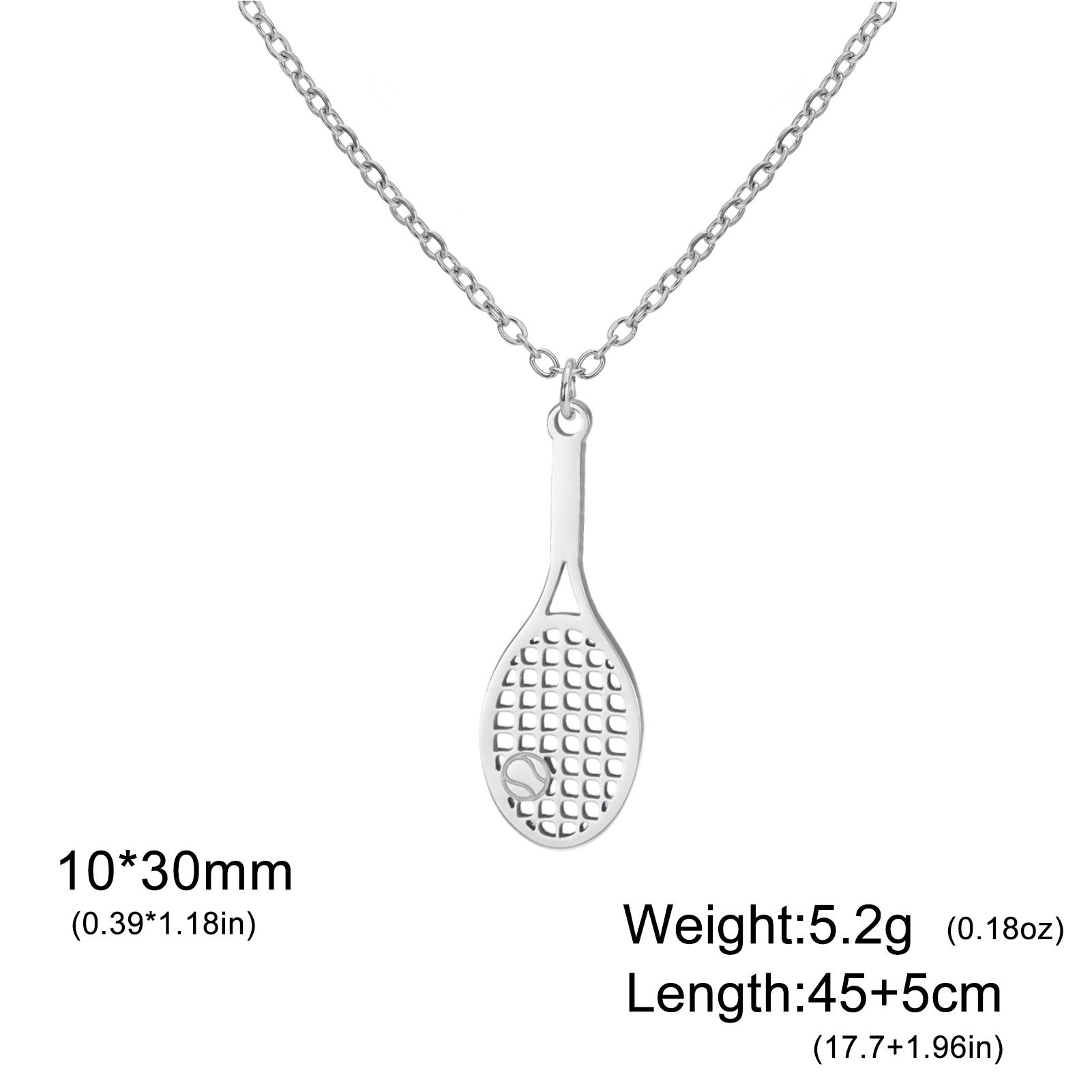 

Sport Tennis Racket Pendant Women s Necklaces 2026 Stainless Steel Trendy Jewelry Gold Color Tennis Ball Necklaces Birthday Gift 45-50cm