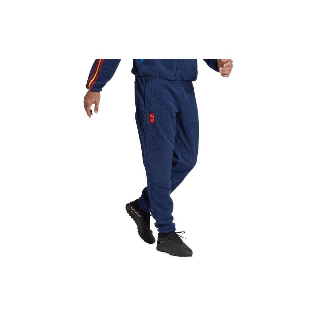 Adidas Knitted Sweatpants Men's Blue Thickened Straight Fit Pants HE8918