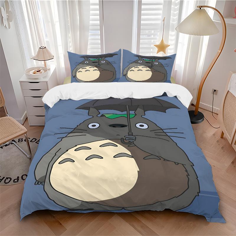 Neighbor Totoro Print 3Pcs Bedding Setduvet Cover With 2 Bedropillowcase Home Birthday Gift
