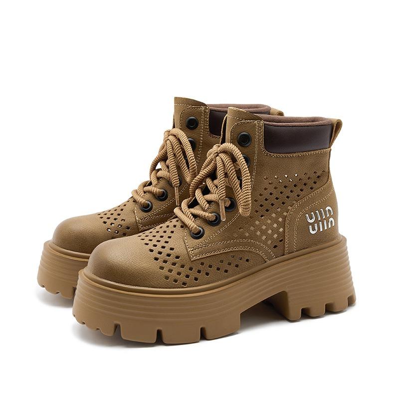 Hollow Martin boots women's summer retro locomotive boots leather short tooling boots versatile women's boots