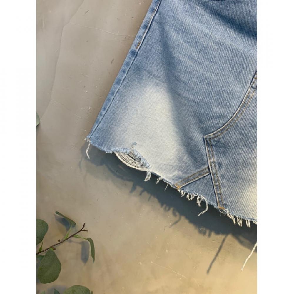 C S In The Room Haz waShIng CuttIng Damage Denim Skirt One Color