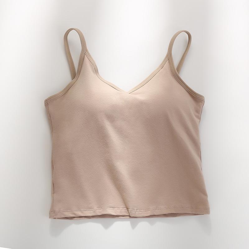 

Женская майка из чистого хлопка с U-образным вырезом на спине и накладками на грудь - спортивный бюстгальтер для йоги Large (55-67.5 kg)