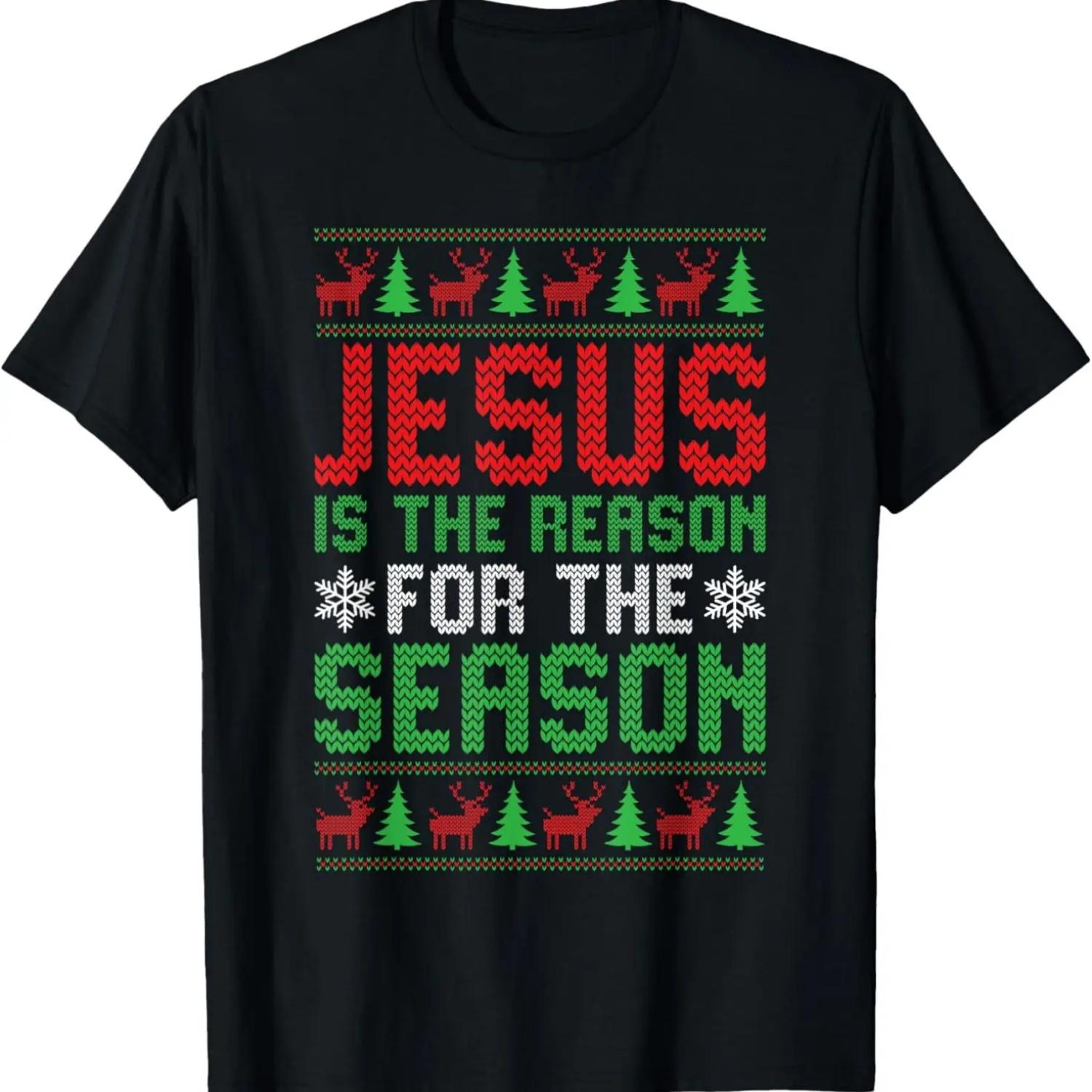 Jesus is the Reason for the Season Christmas Family Pajamas T-Shirt S чёрный