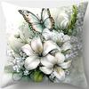 Lily Wreath And Butterfly Throw Pillow Coverbedroom Sofa Decorative Cushion Cover With Zipper Soft Cushion Cover