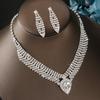 Fashion Flash Diamond Necklace Earrings Set, Premium Necklace Ear Jewelry Two-piece Bridal Jewelry Set