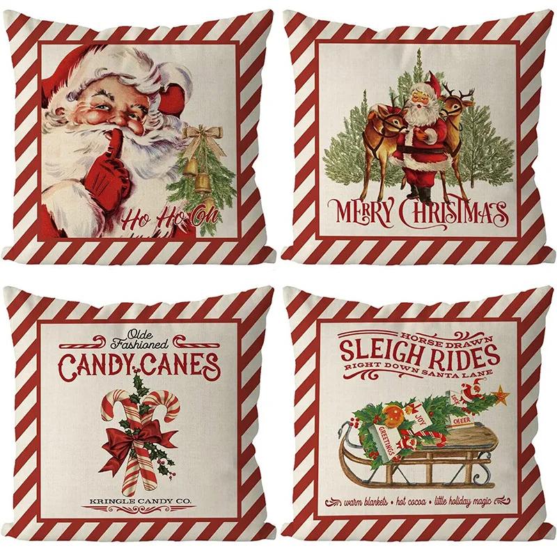 New Christmas Gingerbread Man Candy Decorative Pillow Cover Home Living Room Holiday Party Pillow Cover