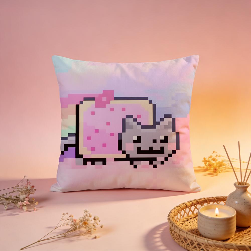 Hot Nnyan Catful Cushion Cover Comfortable Durable Pillow Cover MultiScene for Home Office Car Sofa