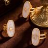 Finger Ring Oval Design Adjustable Opening Enamel Process Women Ring Multi-Symbol Design Hearts Stars Moons Pattern