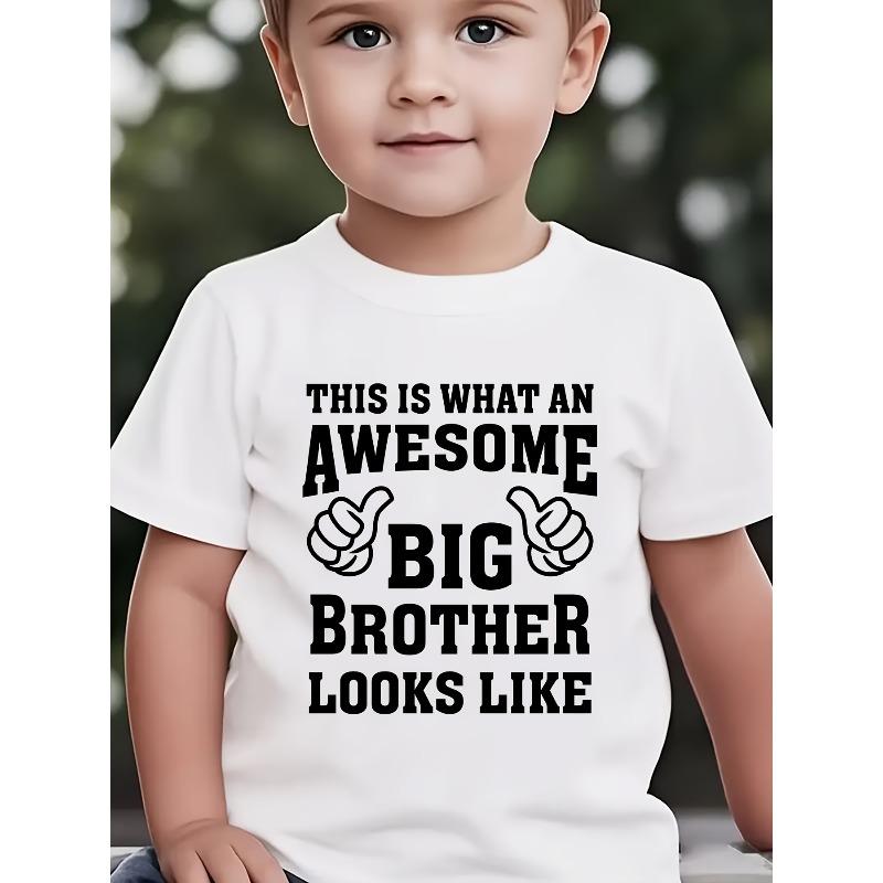 European sizes Children Boys' Summer Short Sleeve T-Shirt with "The Is What an Awesome Big Brother Looks Like" Print - Casual Round Neck Tee Suitable