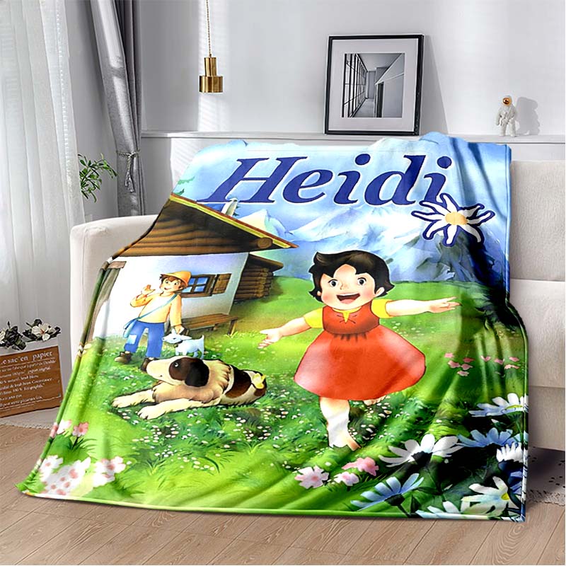 Heidi Ragazza delle Alpi Stampa Anime Coperta Plaid in Flanella Morbida Calda Accogliente Copriletto per Camera da Letto dei Bambini Soggiorno Decorazione per la Casa Regalo