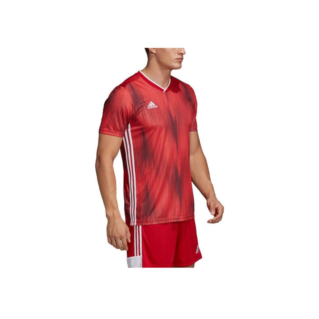 Adidas Logo Print Team Jersey Football Short Sleeve T-Shirt Men Tops Red DP3531