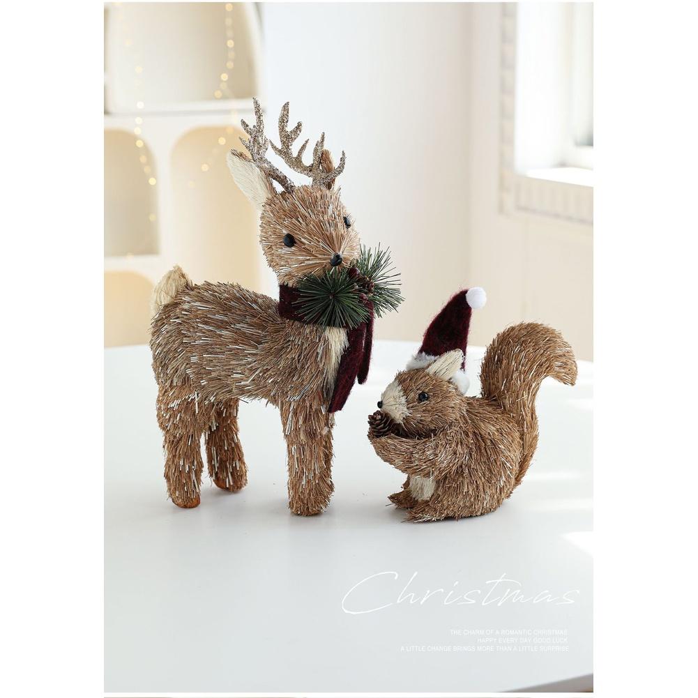 1PC Decorative Pendant Moose Plush Toy Foam Christmas Elk Plush Doll Window Display Tabletop Decor Scandinavian Style 7 Option