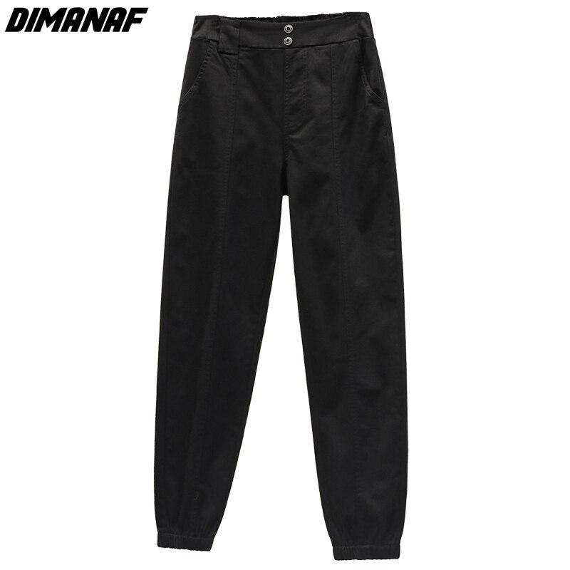 DIMANAF Women Jeans Summer Style High Waist Harem 2022 Cotton Female Elastic Straight Solid Japanese Spliced Pants Oversize