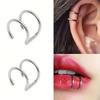 2 PCS New Punk Rock Ear Clip Cuff Wrap Earrings No Piercing-Clip Hollow Out U Pattern Statement Fashion Jewelry Gifts