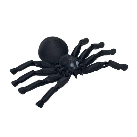 3D Printed Articulated Spider Joint Black Figurine Flexible Spider
