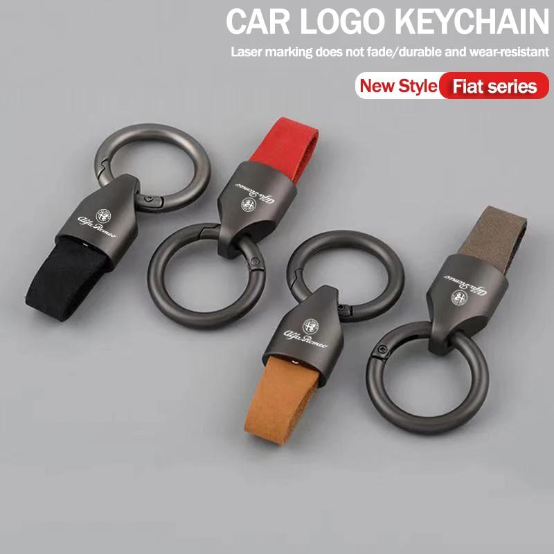 Car Stickers For Alfa Romeo Metal/Leather Car Logo Key Chain Keyring Auto Interiors Accessories For Alfa Romeo 4C 159 166 Spider