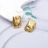 European and American Rectangular Spiral Pattern Earrings Niche High-end Stainless Steel Retro Temperament Geometric Fashion Earrings