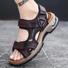 Men's Casual Genuine Leather Open-Toe Beach Sandals with Air Cushion - Lightweight and Plus Size for Outdoor Activities.