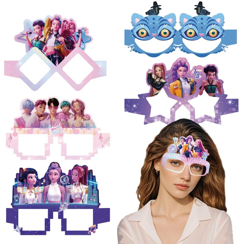 6/12 Stück/Set Dämonenjäger Party Dekoration Papierbrillen Masken Foto-Requisiten Kinder Happy Birthday Party Zubehör