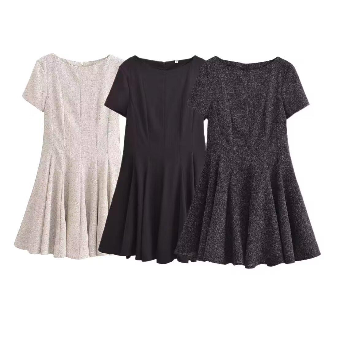 

Spring 2025 Women s Slimming Short-Sleeve Dress with Round Neck Extra Small