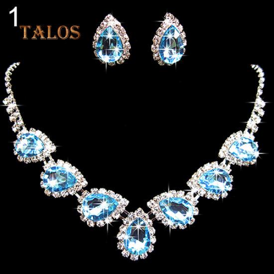 Prom Wedding Bridal Crystal Crystal Stone Waterdrop Necklace Earring Jewelry Set Accessories