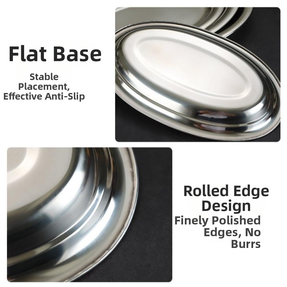 Oval Shape Barbecue Plate Stainless Steel Large Serving Plate New Steamed Fish Plate Kitchen Use