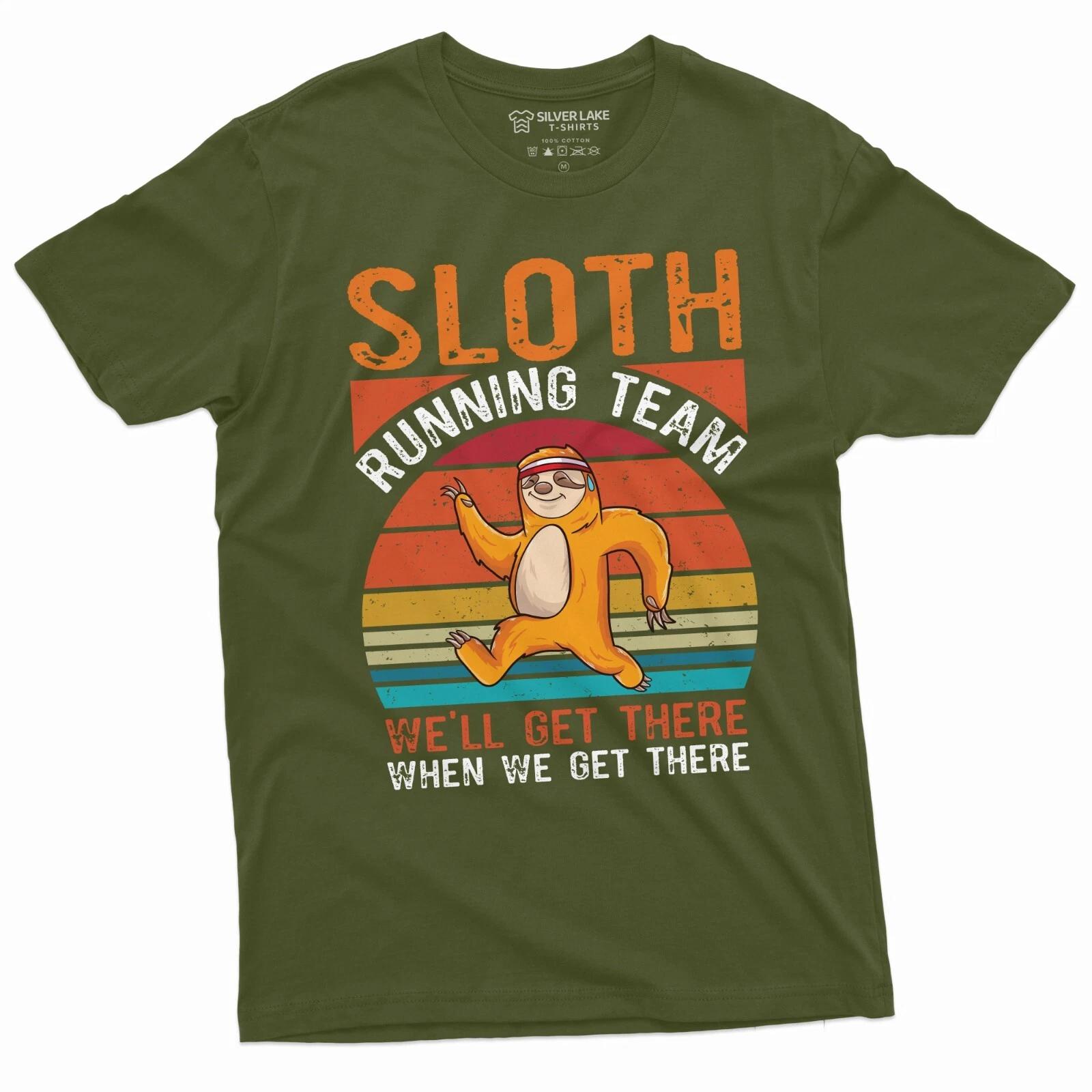 Sloth Running Team Funny Sloth Tee Shirt Running Runner Jogging Marathon Tee L