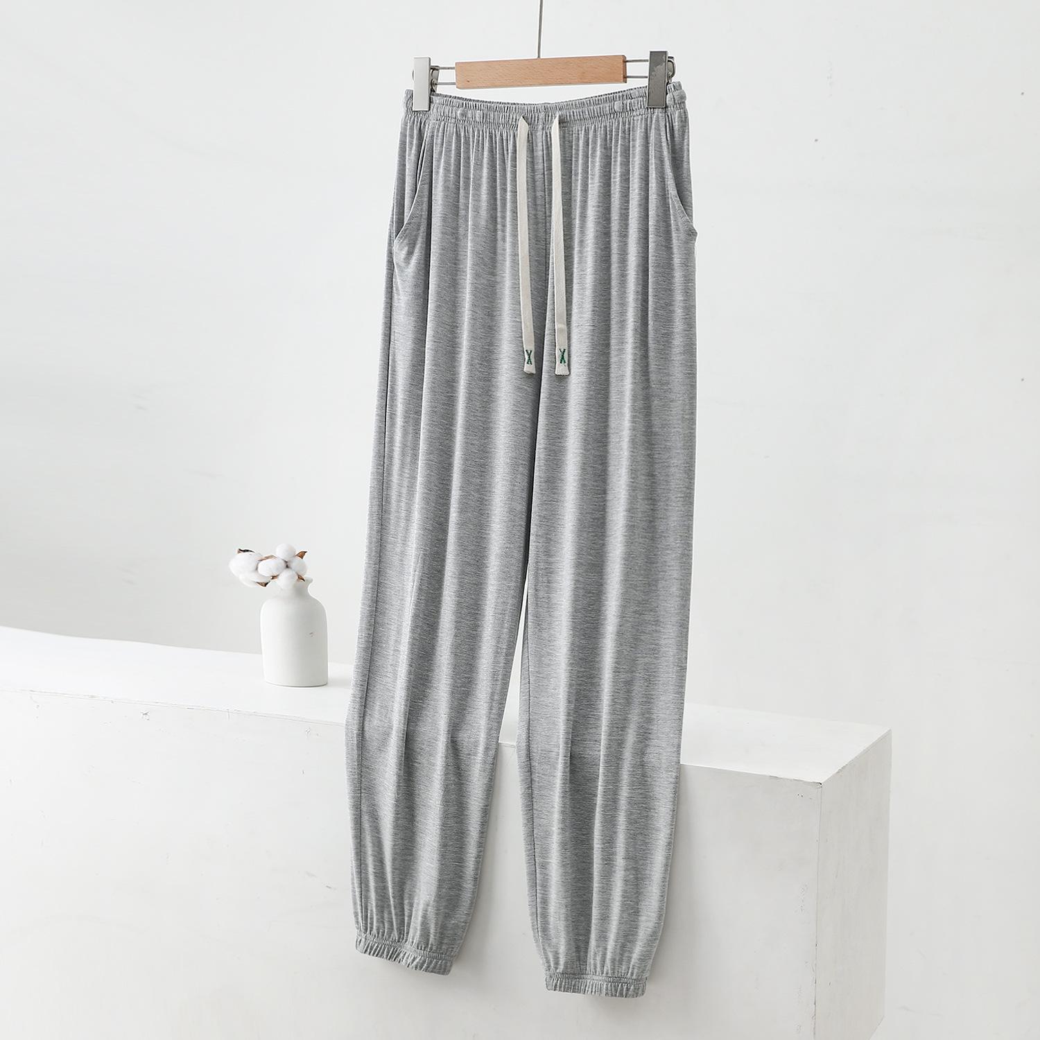 

Мужские летние тонкие брюки из модала Ice Silk: Большая домашняя пижама с защитой от комаров и кондиционером. 3XL (180-220 lbs)