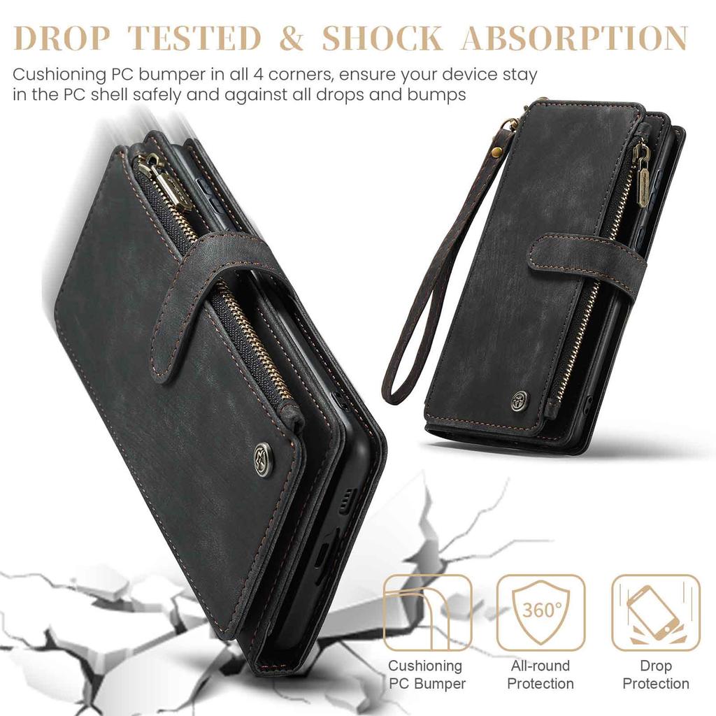 For Samsung Galaxy A55 A35 A25 5G (2025) Wallet Case, Durable PU Leather Magnetic Flip Strap Wristlet Zipper Card Holder Cover
