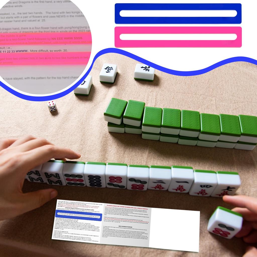 Mahjong Finder And Reading Guide Strip – Line Focus Ruler For Rulebooks And Learning Aid