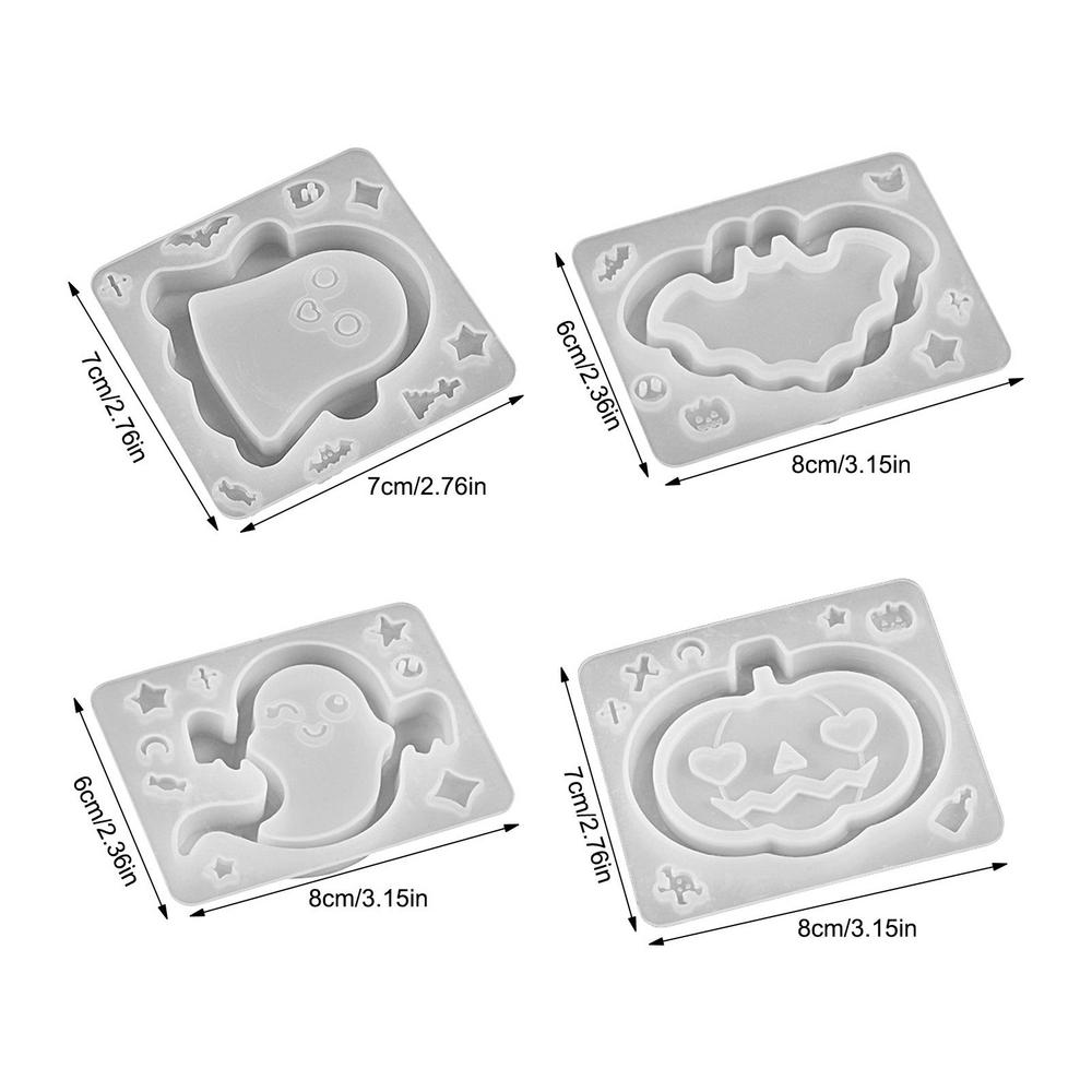 4PCS Halloween Skulls Quicksand Shaker Silicone Mold DIY Resin Casting Mold Tombstone Soft Coffin Mold Flexible Crafts Mold
