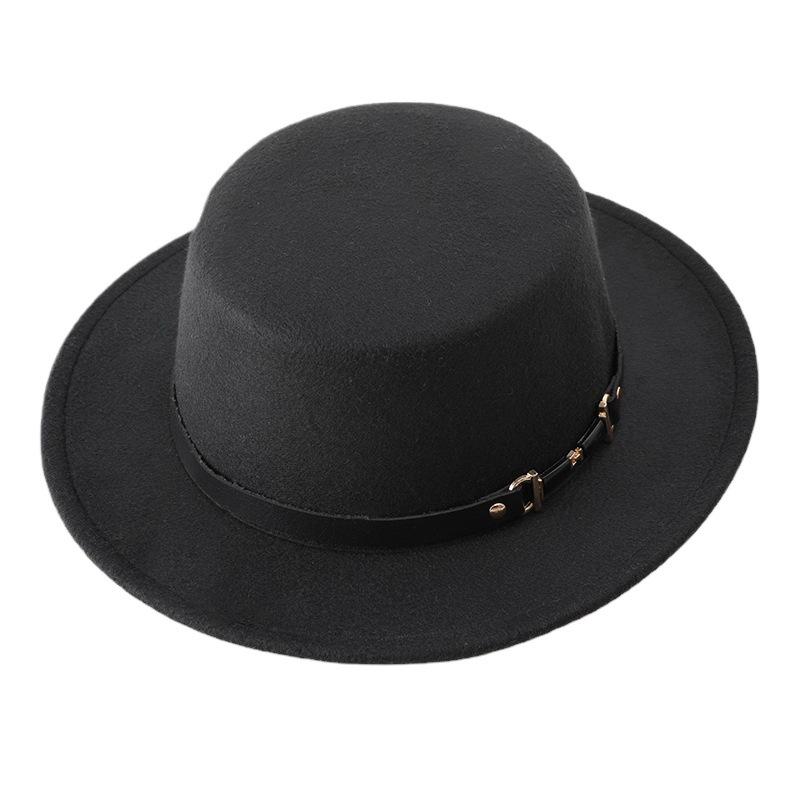 Autumn and Winter New Retro British Style Flat Top Hat Couple Men and Women Gentleman Hat Stage Performance Small Brim Fashion Hat