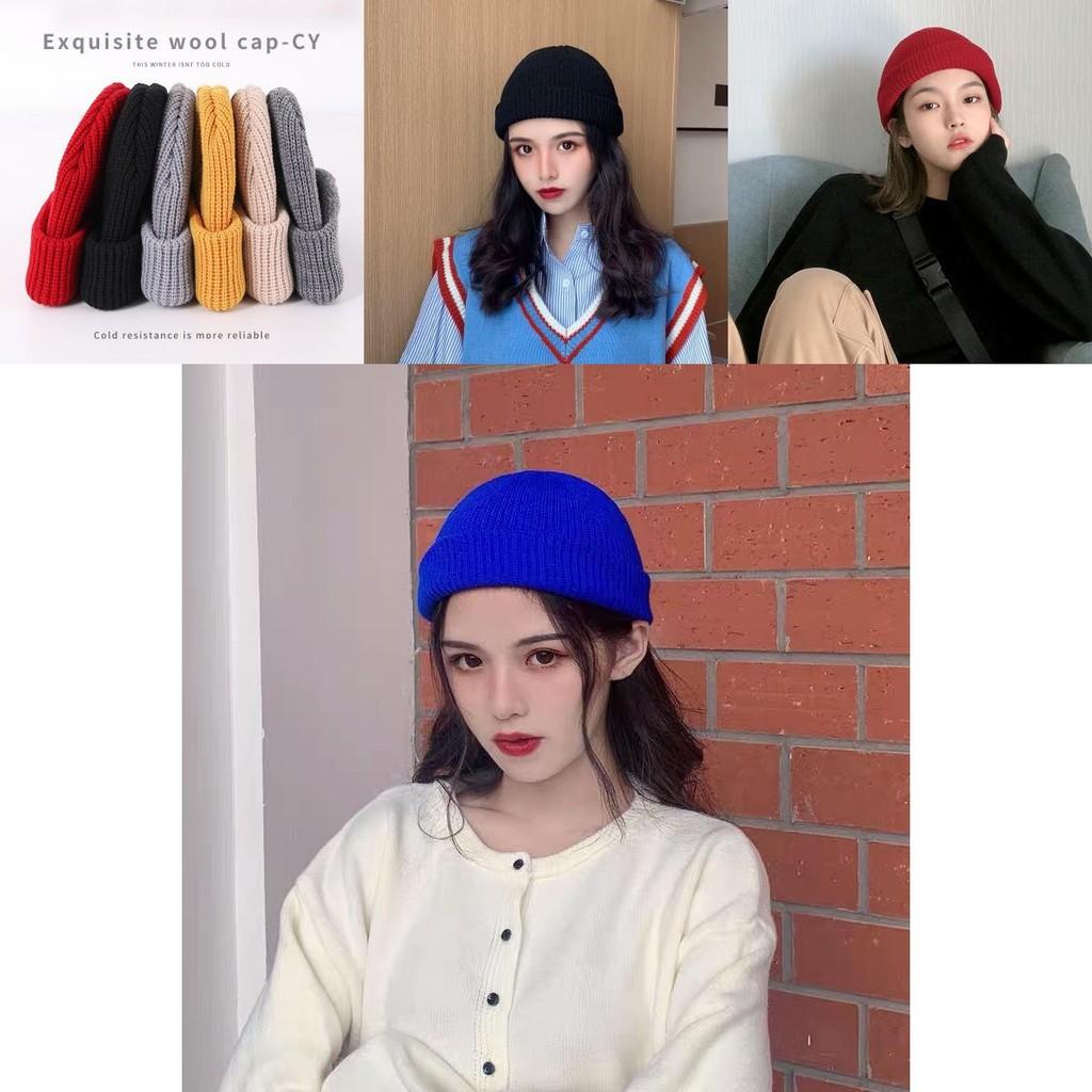 Warm Unisex Knit Beanie Round Top Cotton Hat Soft Winter Comfort