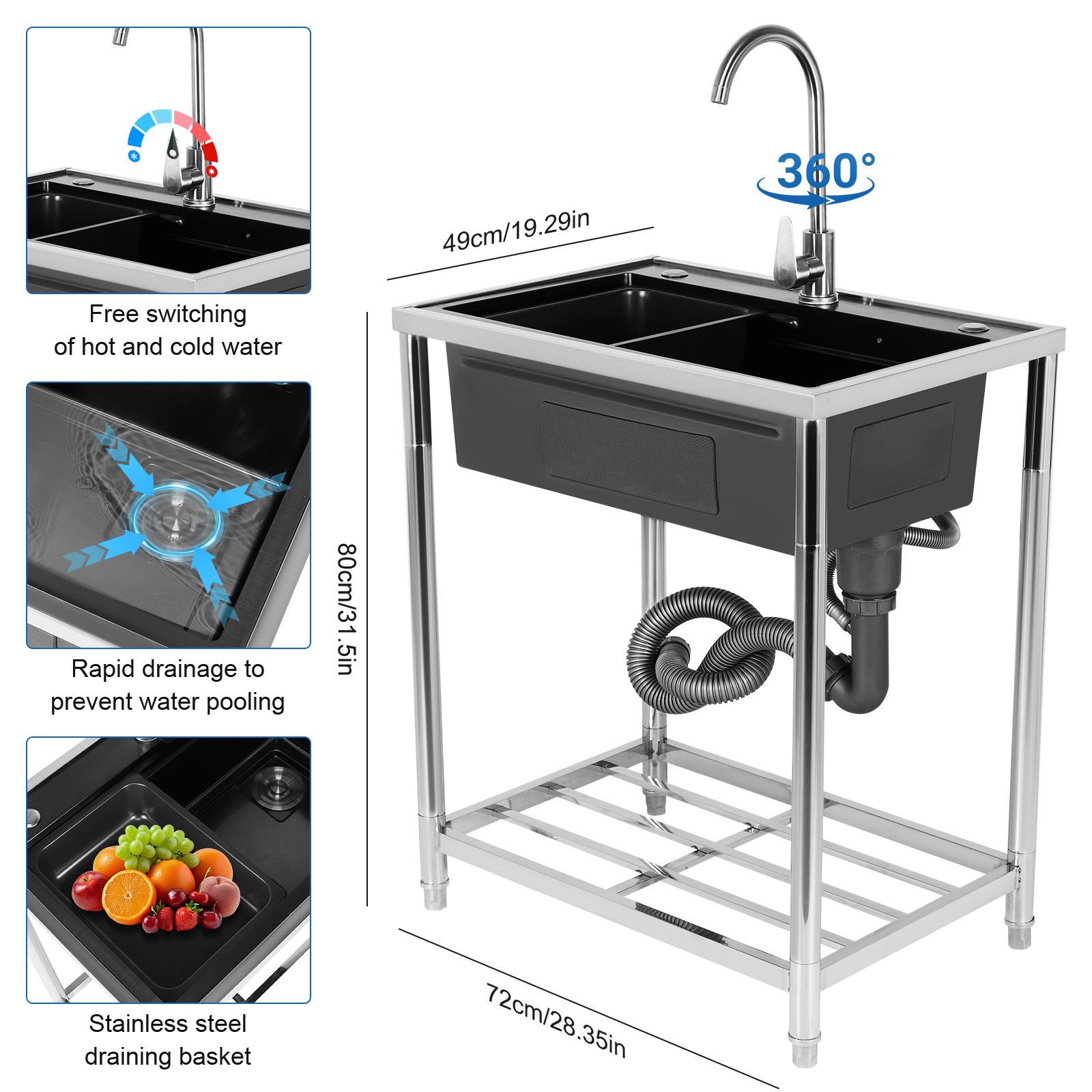 

Комплект раковины с одной чашей на регулируемой подставке, отдельностоящая хозяйственная раковина, нержавеющая, для кухни, ванной комнаты, прачечной