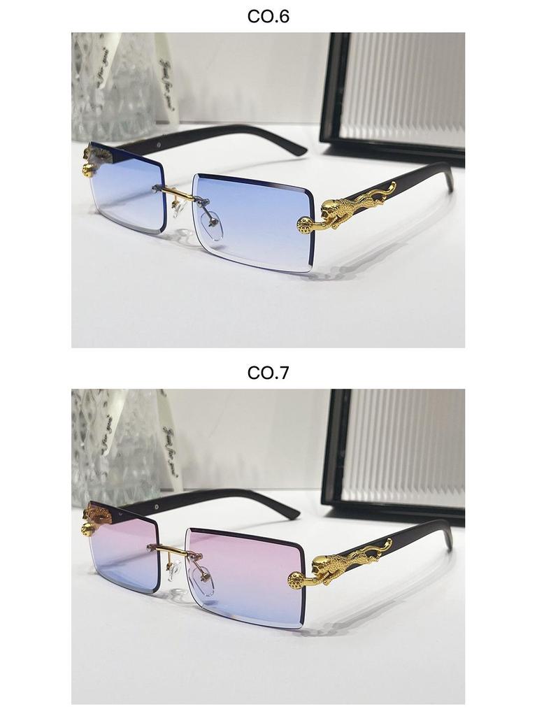 2024 Frameless Leopard Print Square Sunglasses – European & American Style