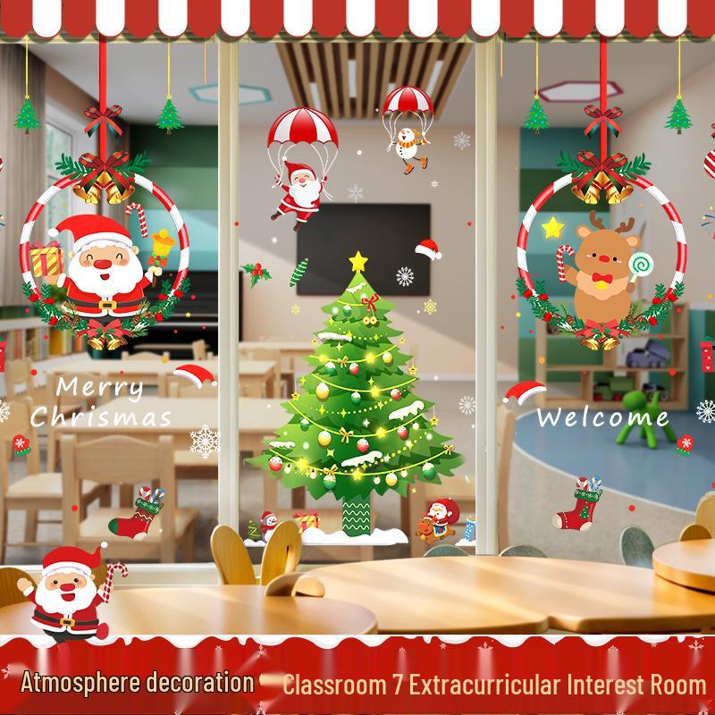 Christmas Static Cling Glass Stickers: Festive Room Decorations and Scene Arrangements.